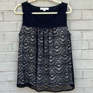 EUC Loft Size L Black Lace Tank